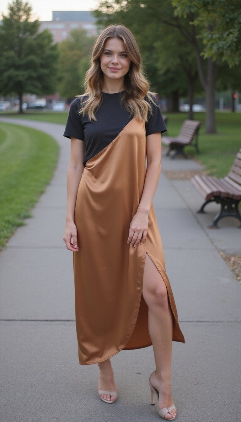 Layered Slip Dress with Tee
