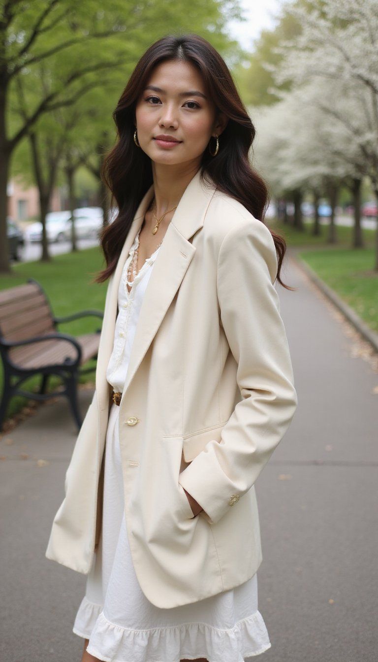 Lightweight Blazer over Cotton Dress