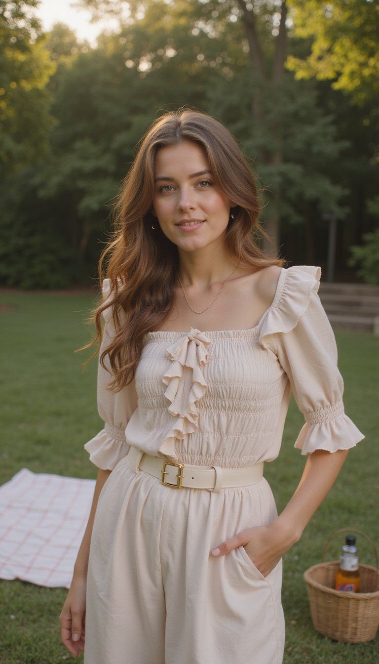 Ruffled Smock Dress with Belt