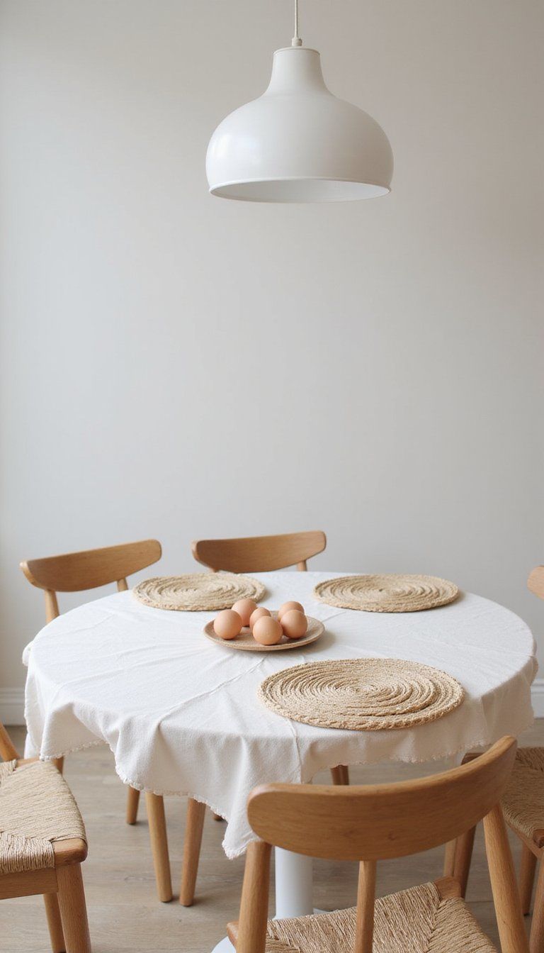 Natural woven placemats with a simple centerpiece