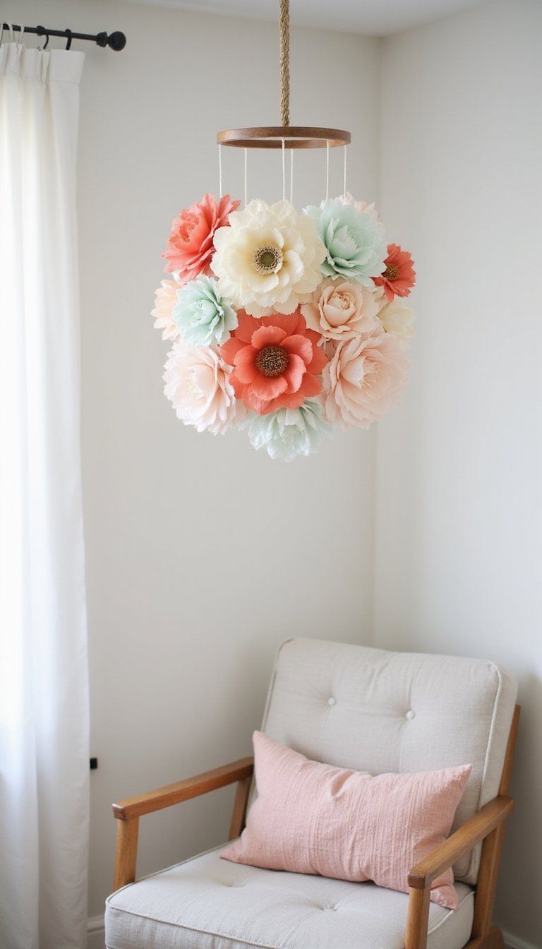 Floral Mobile Above Nursery or Cozy Corner