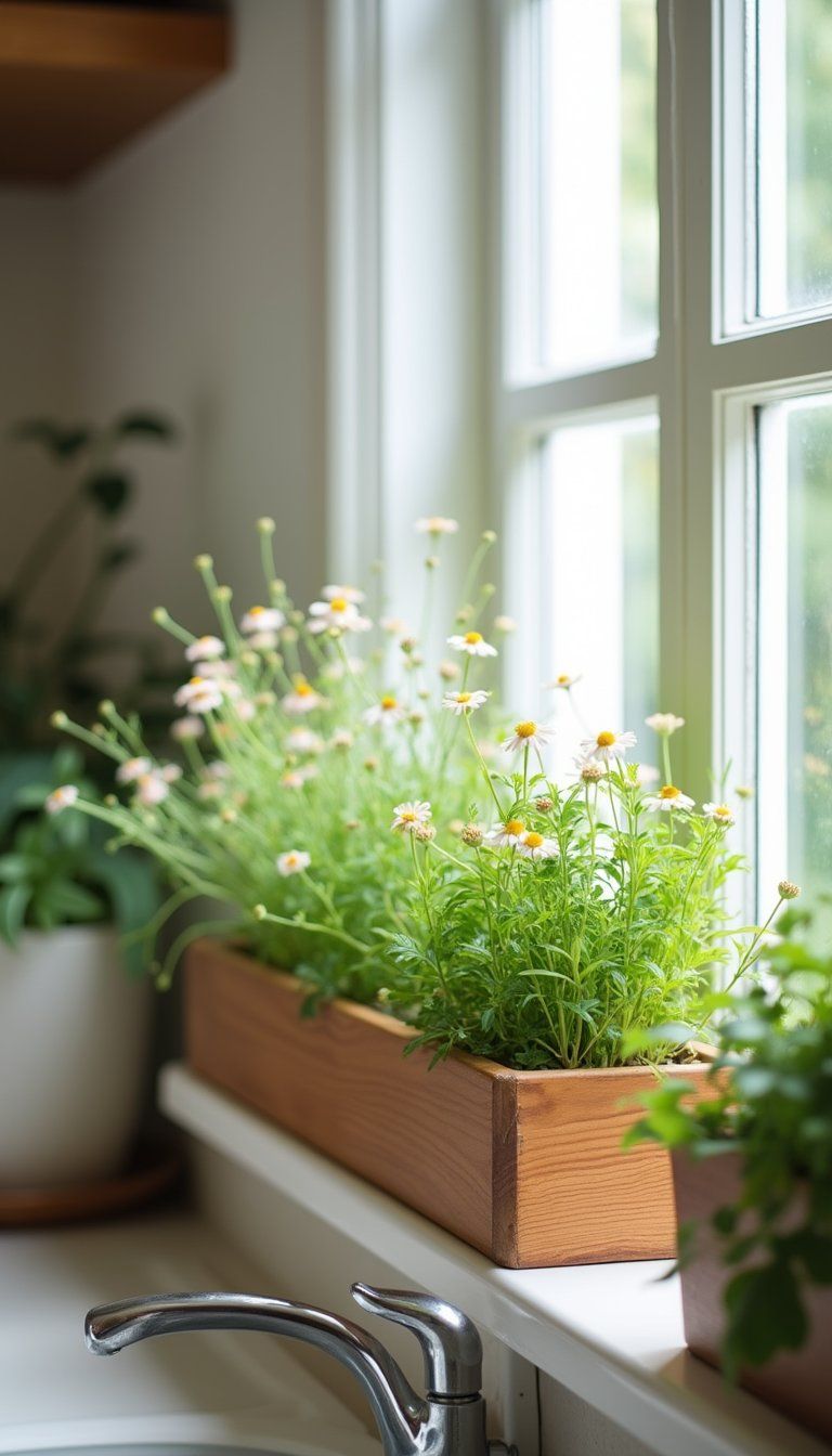Fresh Herb and Flower Kitchen Window Box
