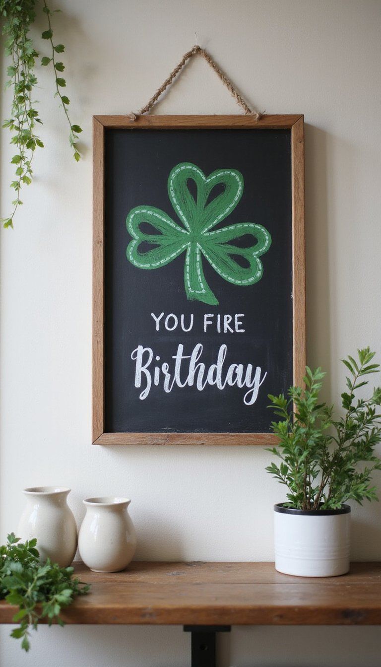 Chalkboard clover sign — easy wall art