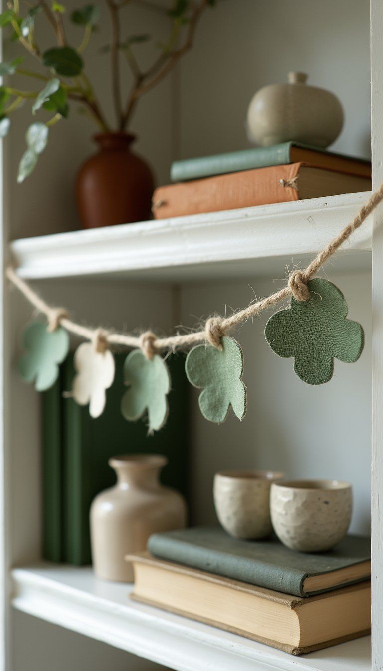 Mini banner of folded linen clovers