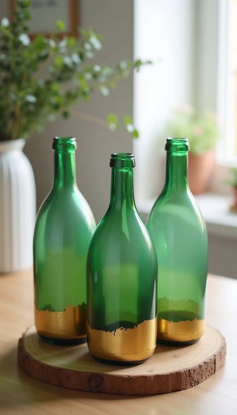 Painted ombré bottle trio with metallic tips