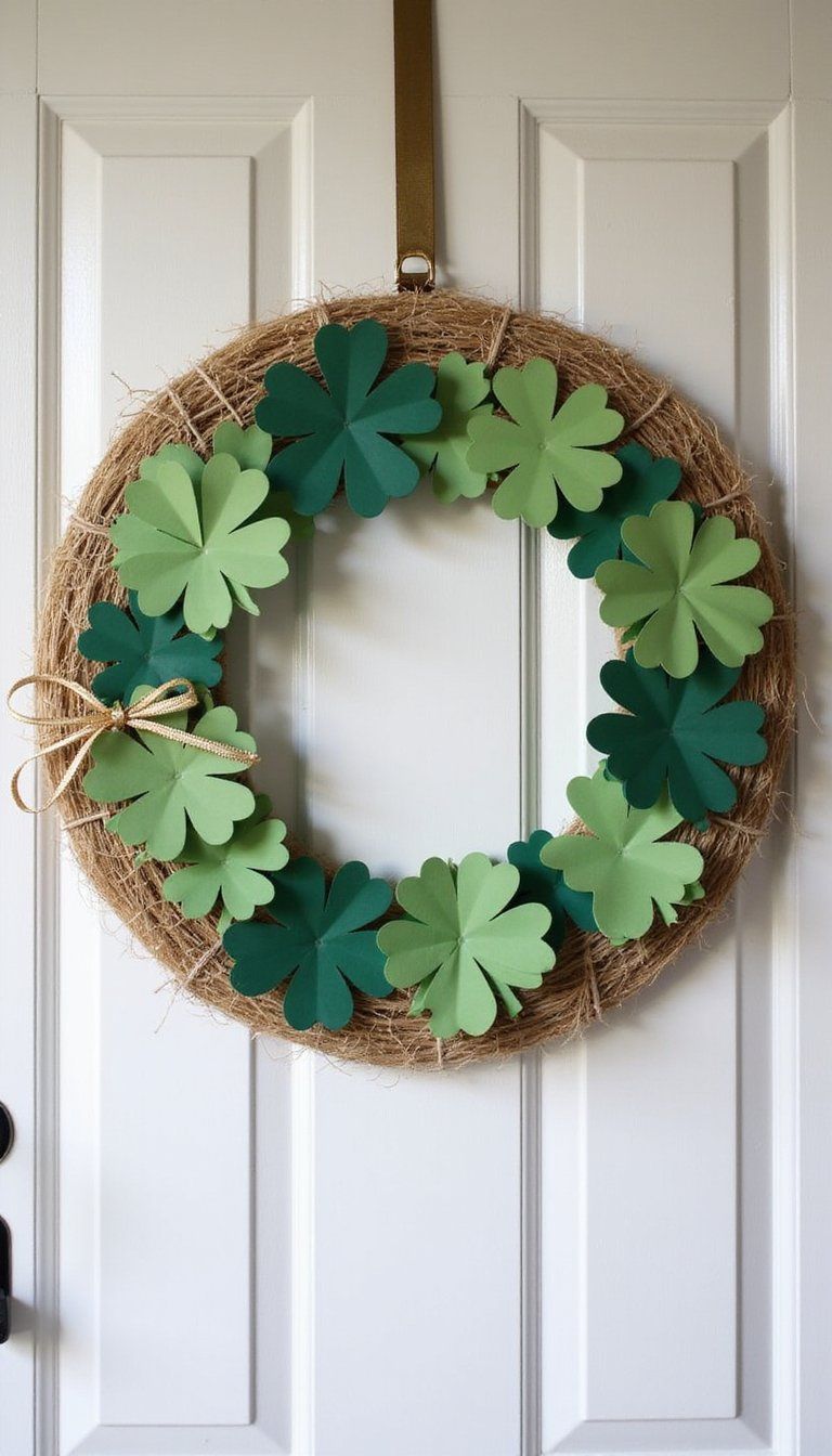 Twine shamrock wreath for the front door