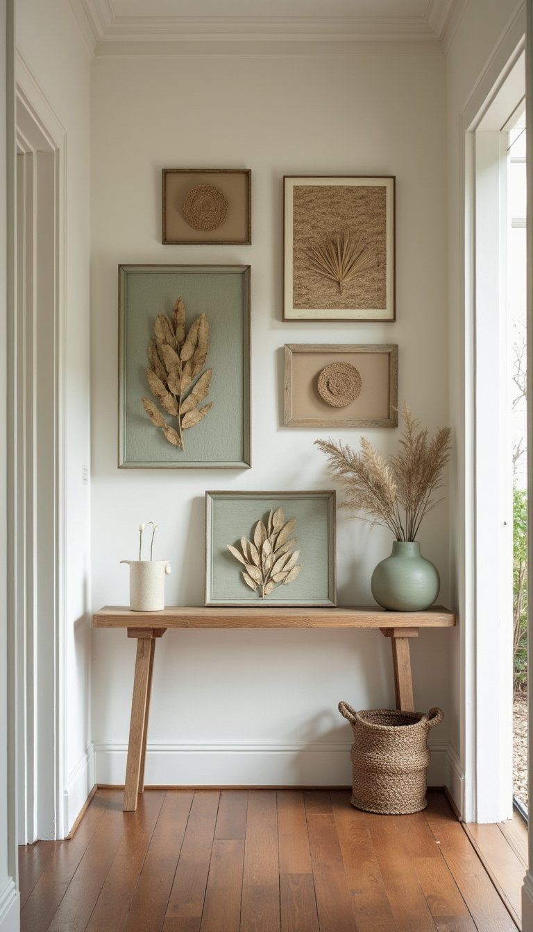 Textured gallery wall using dollar frames