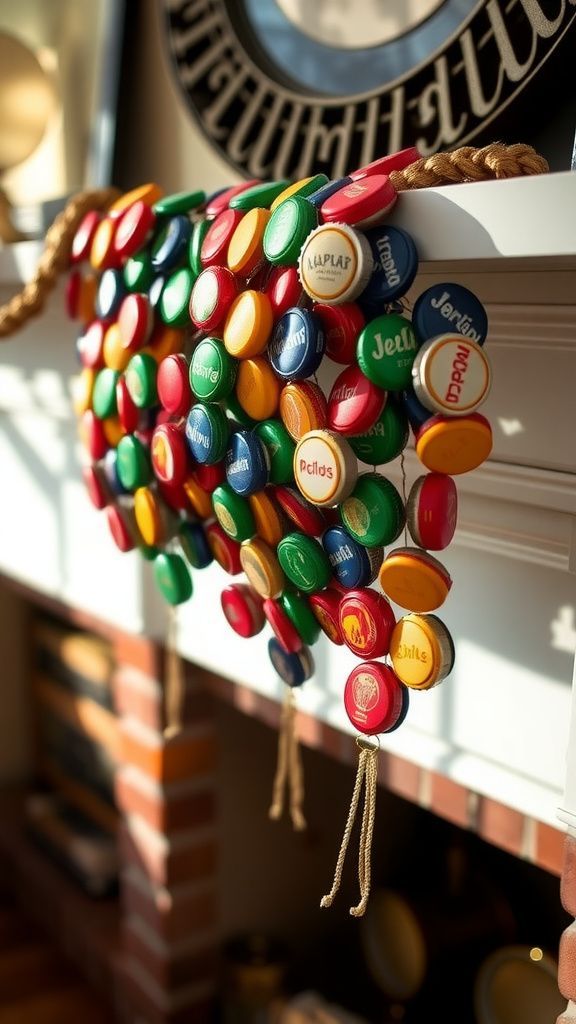 Bottle cap garland with bright playful rhythm