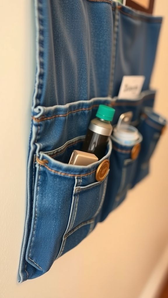 Denim pocket organizer from favorite old jeans