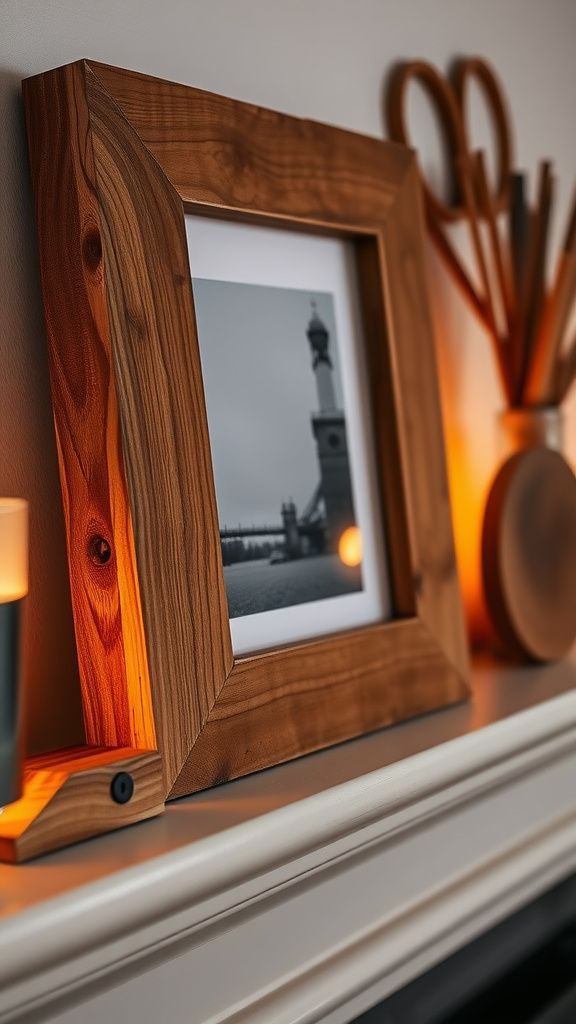 Pallet photo frame with weathered, earthy appeal