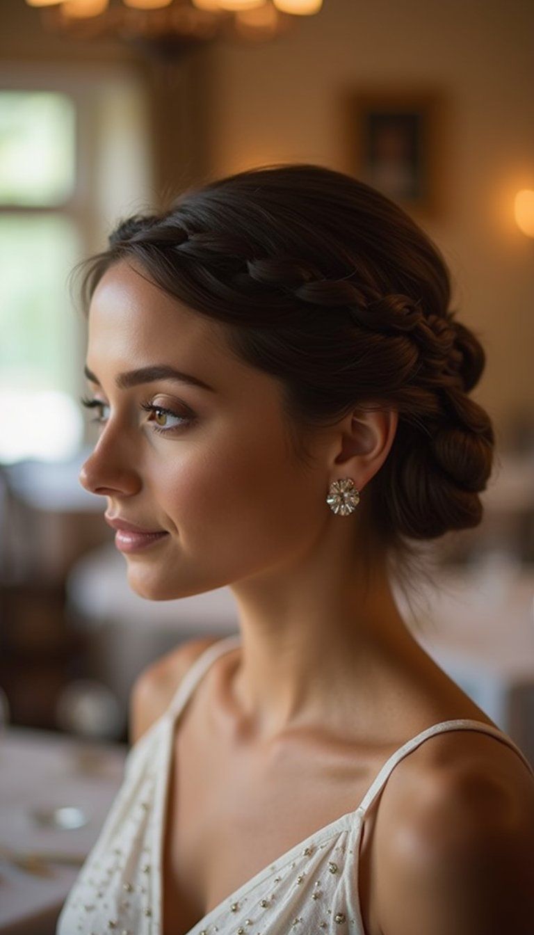 Low Braided Chignon With Subtle Side Sweep