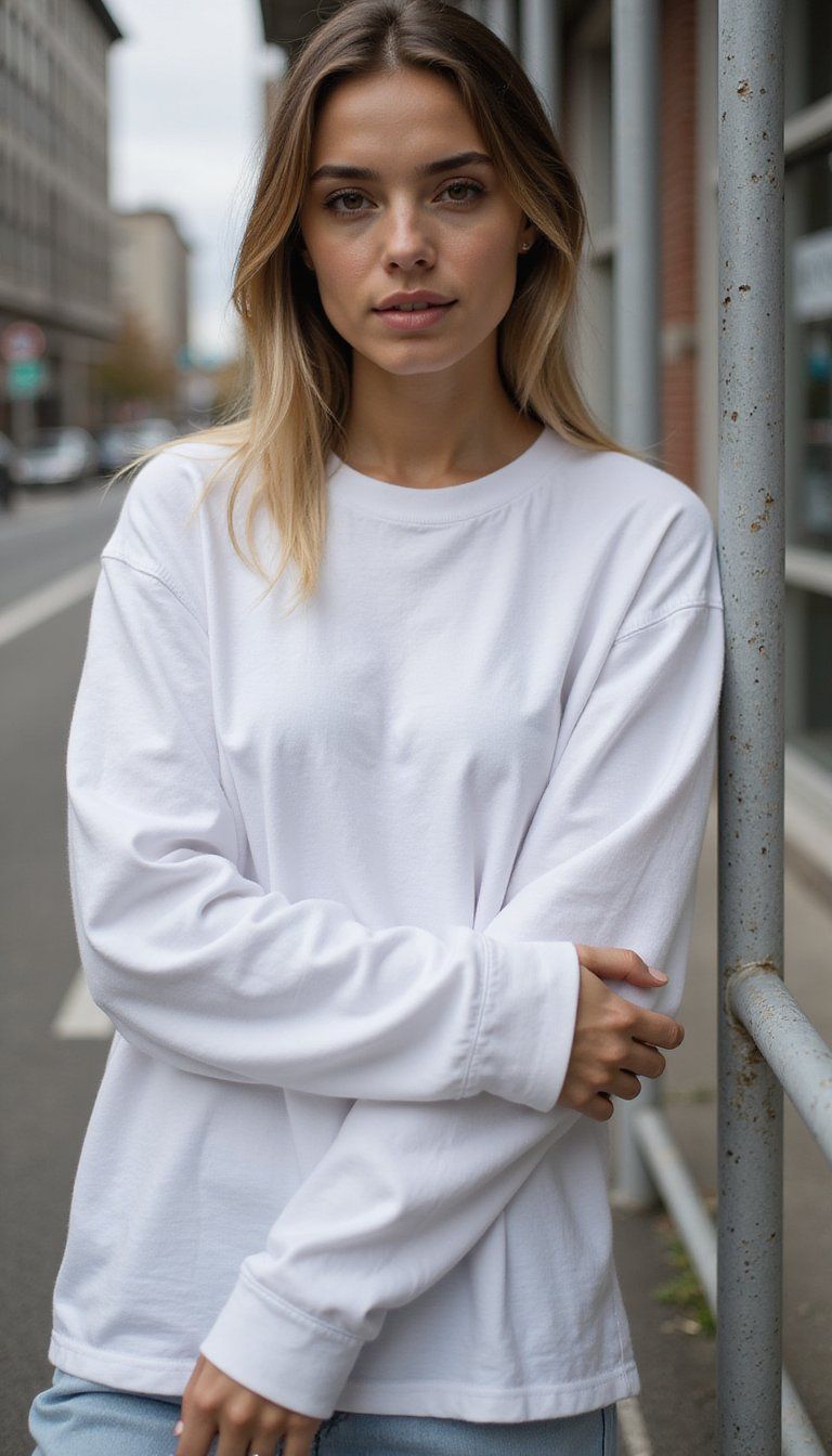 Casual Tee with Folded Back Cuff