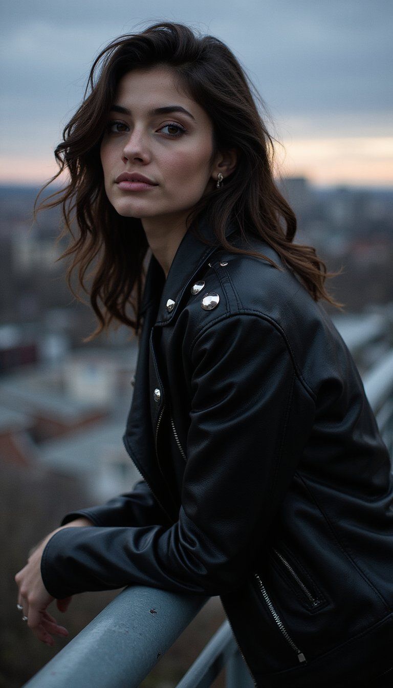 Leather Jacket with Removable Studs
