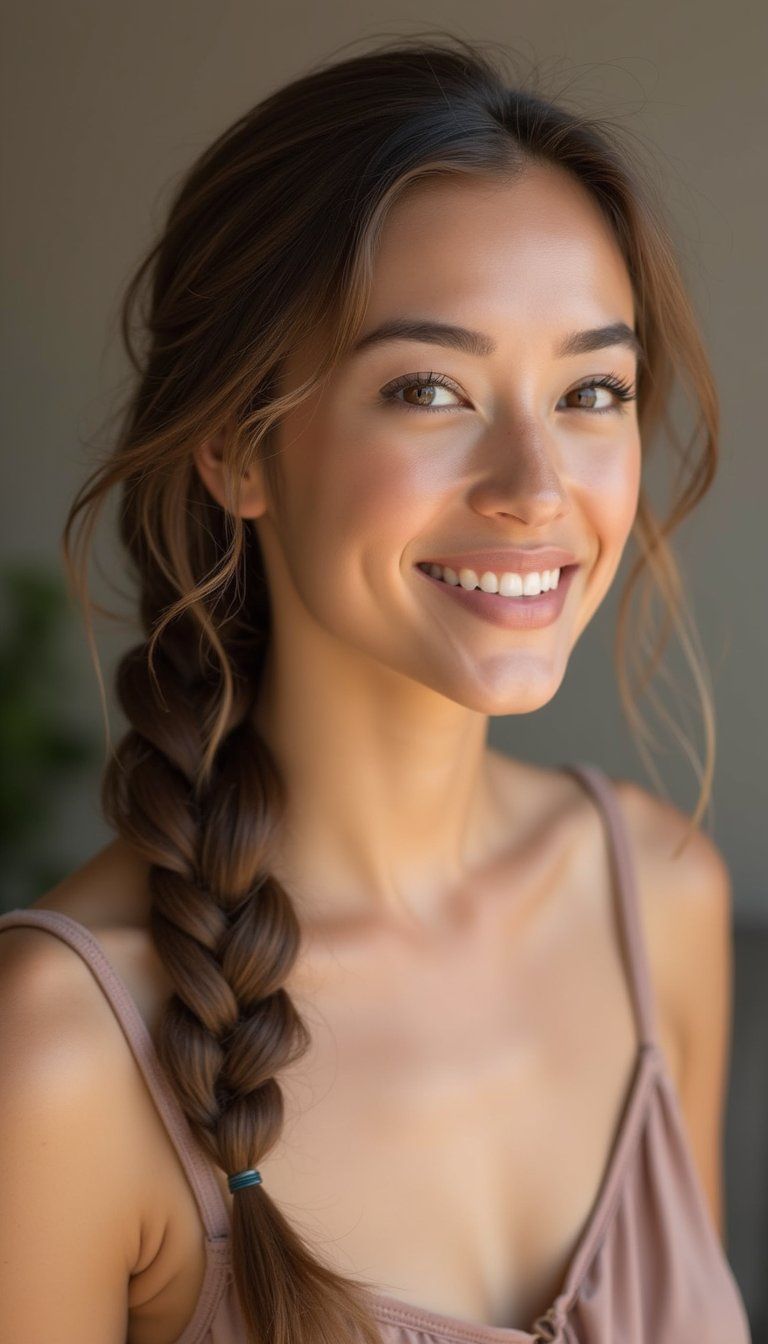 Fishtail Braid Pulled Flat Under Cap