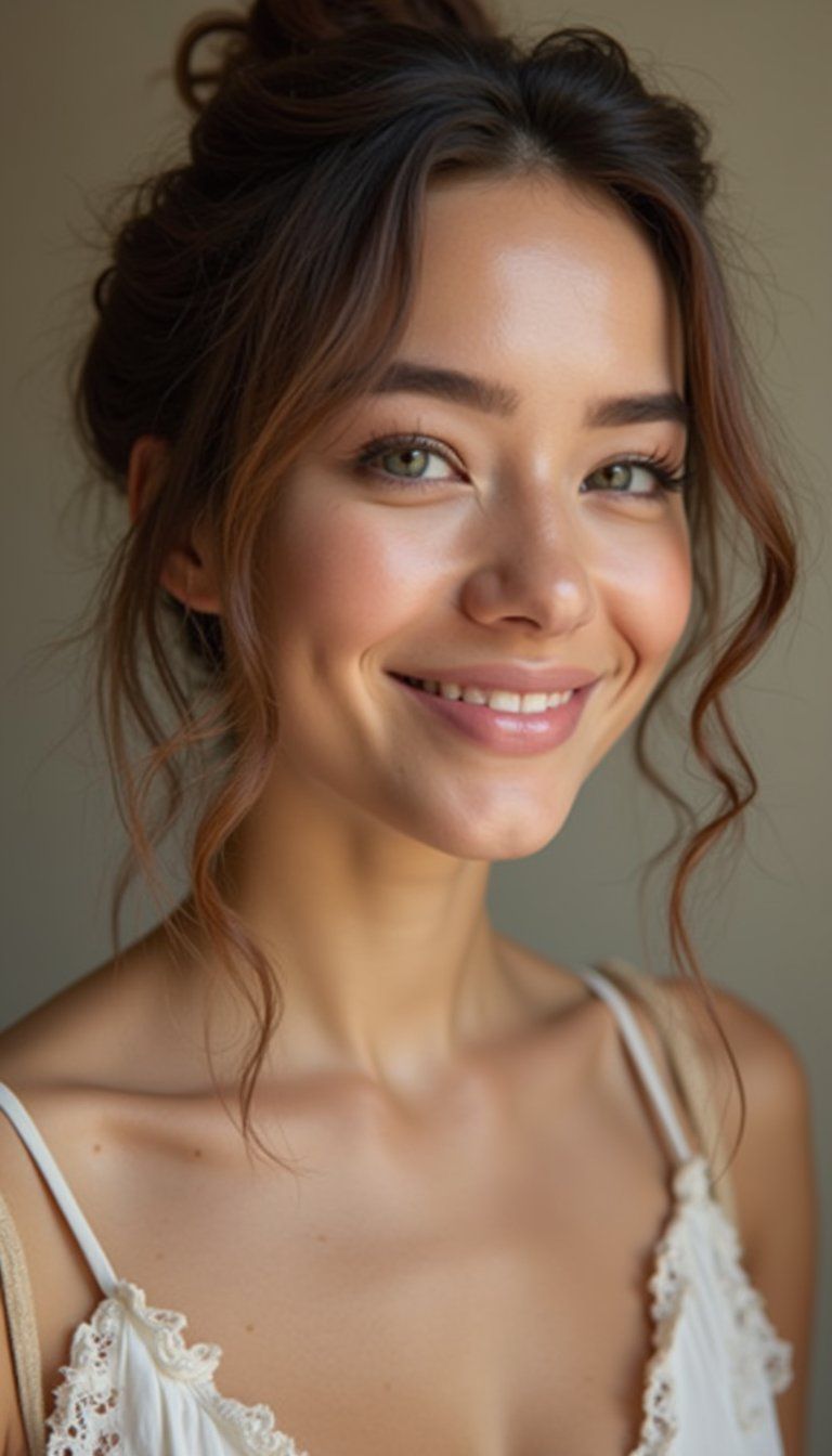 Low Bun With Face-Framing Tendrils