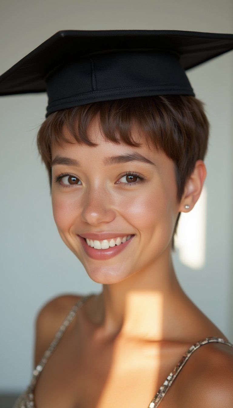 Textured Pixie Styled Smoothly Under Cap