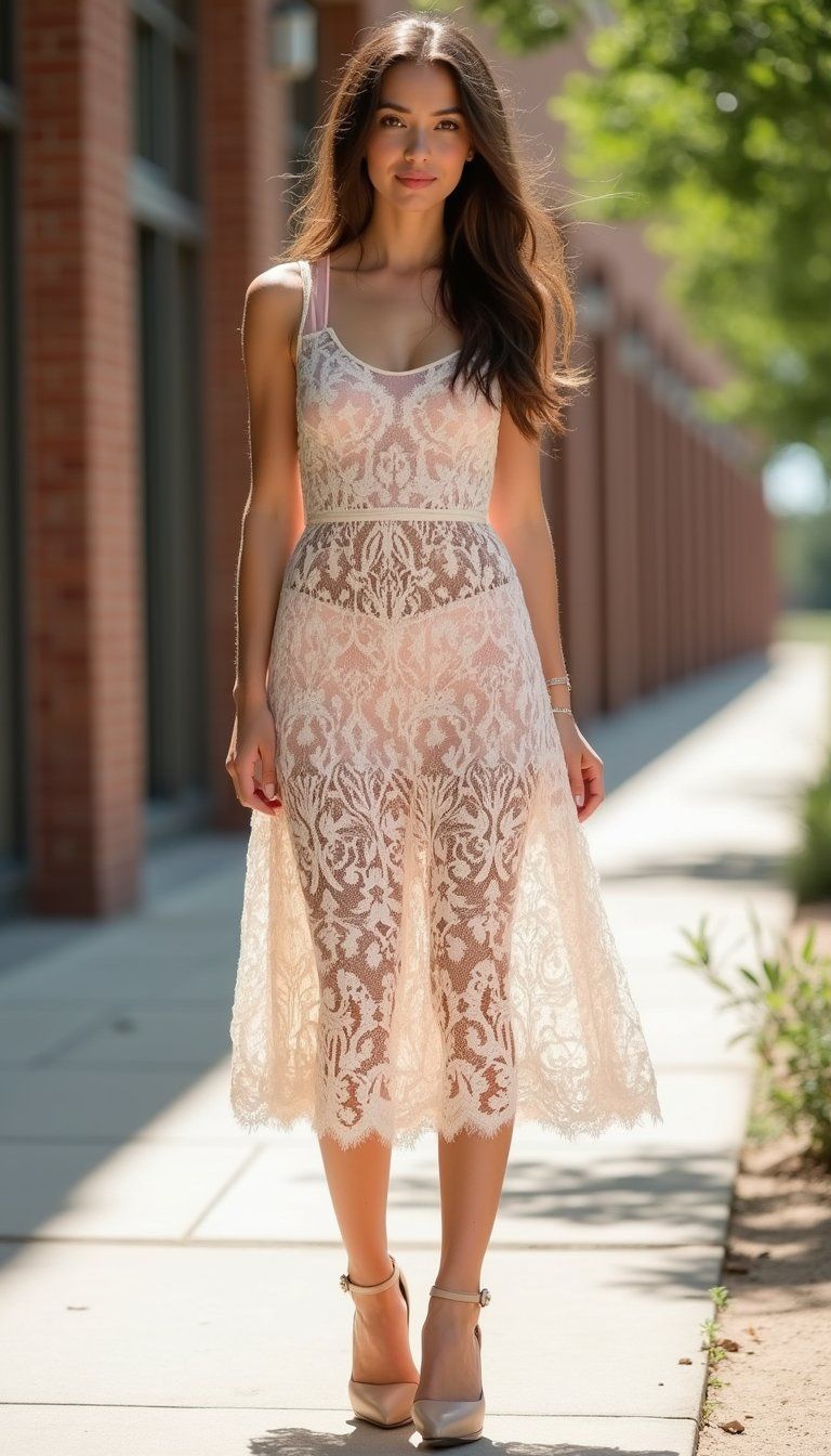 Cropped Lace Midi Dress