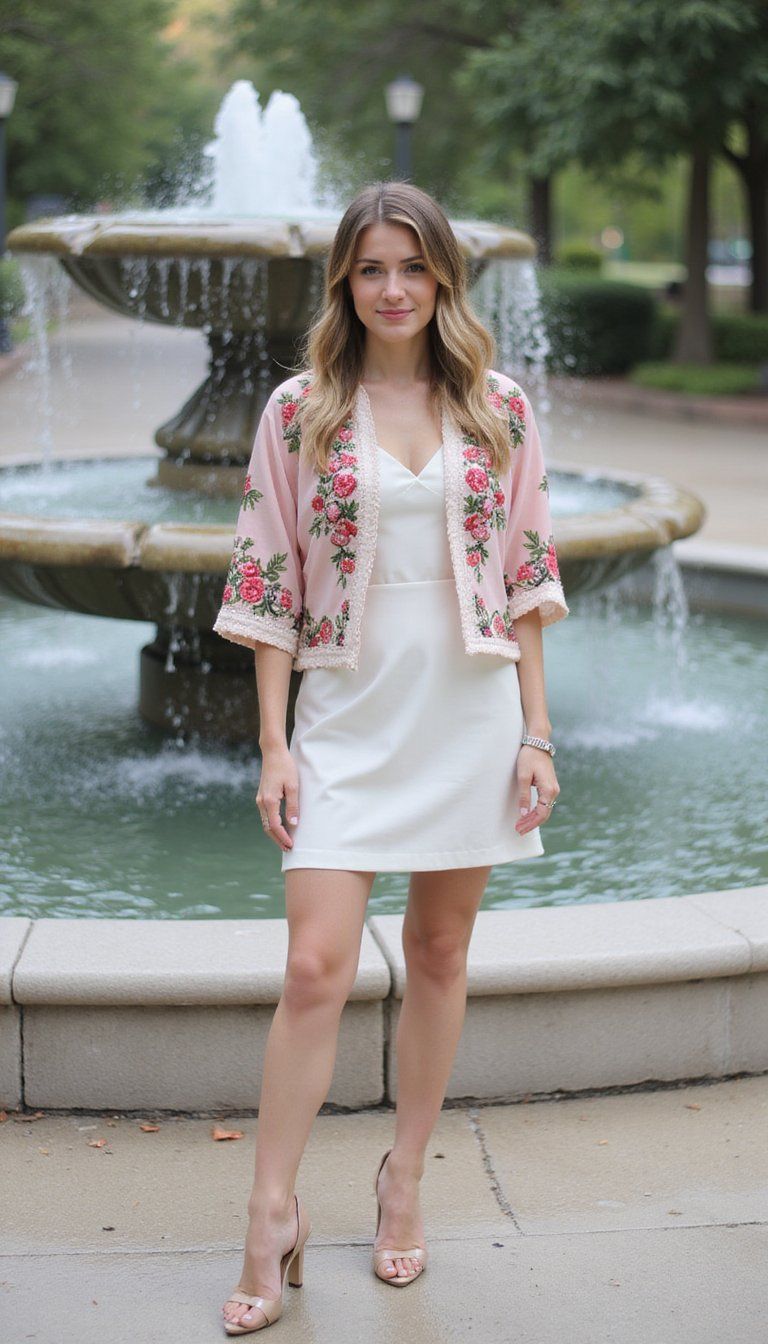 Embroidered Kimono Jacket Look