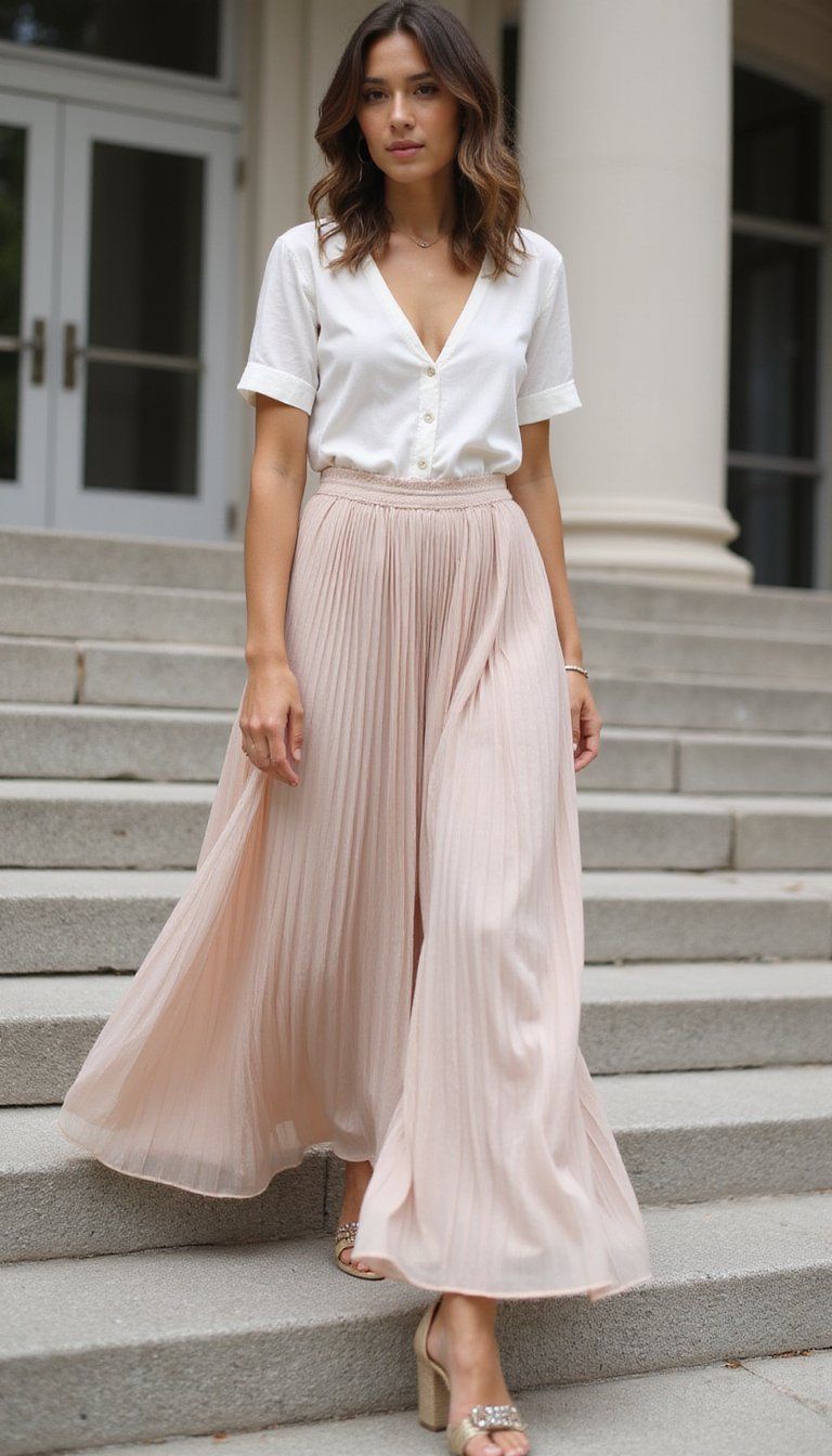 Pleated Maxi with Hand-Hem
