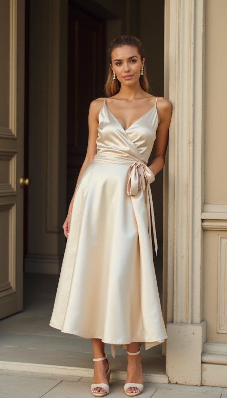 Satin Wrap Top and Skirt