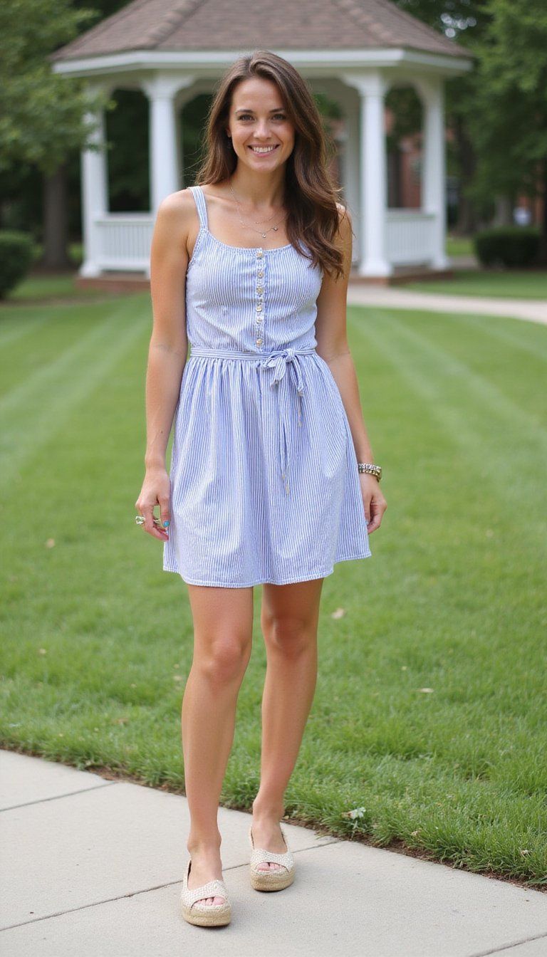 Seersucker Sundress with Piping