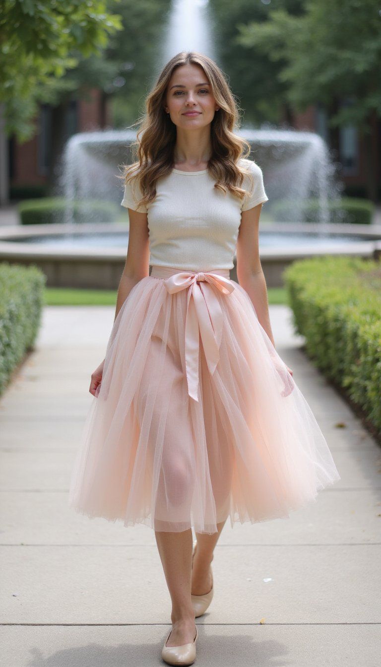 Tulle Skirt with Ribbon Sash