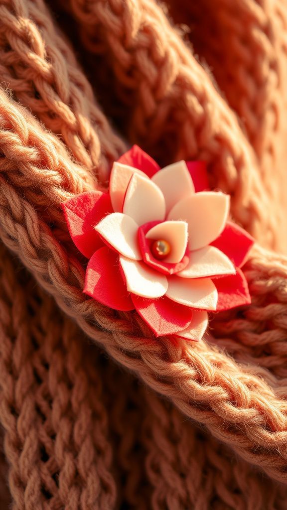 Felt floral brooch with soft, cheerful petals