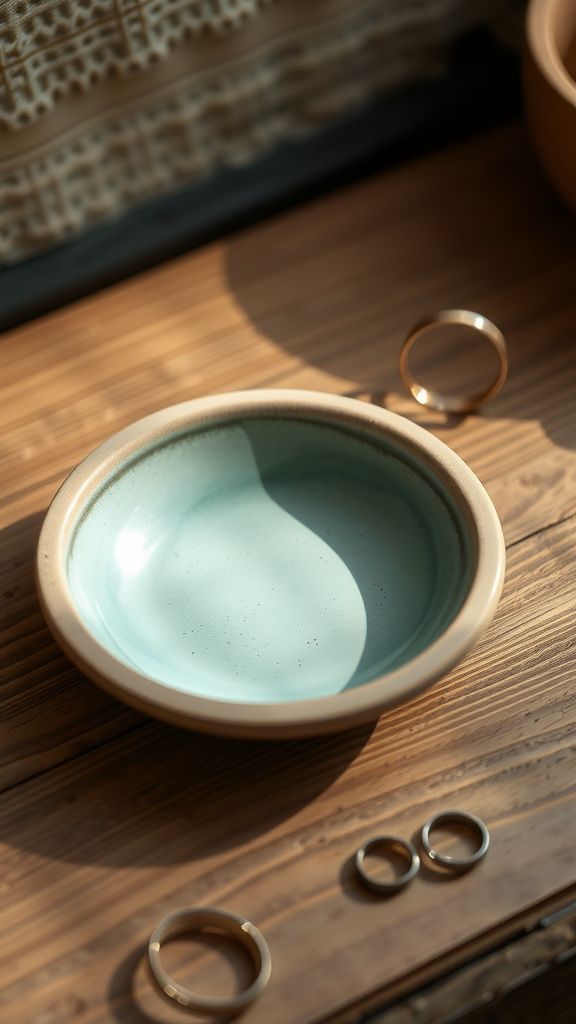 Hand-formed clay jewelry dish with rustic glaze