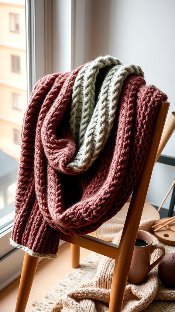 Soft knitted infinity scarf for cool mornings