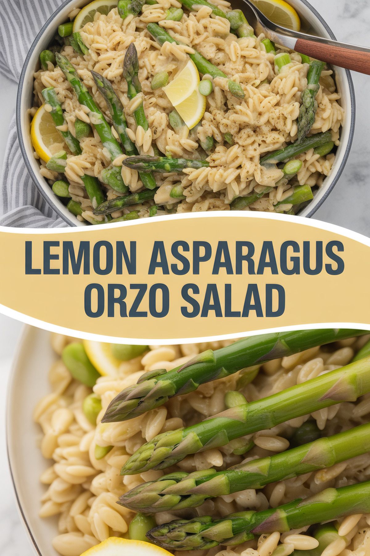 Lemon Asparagus Orzo Salad recipe idea in stylish layout