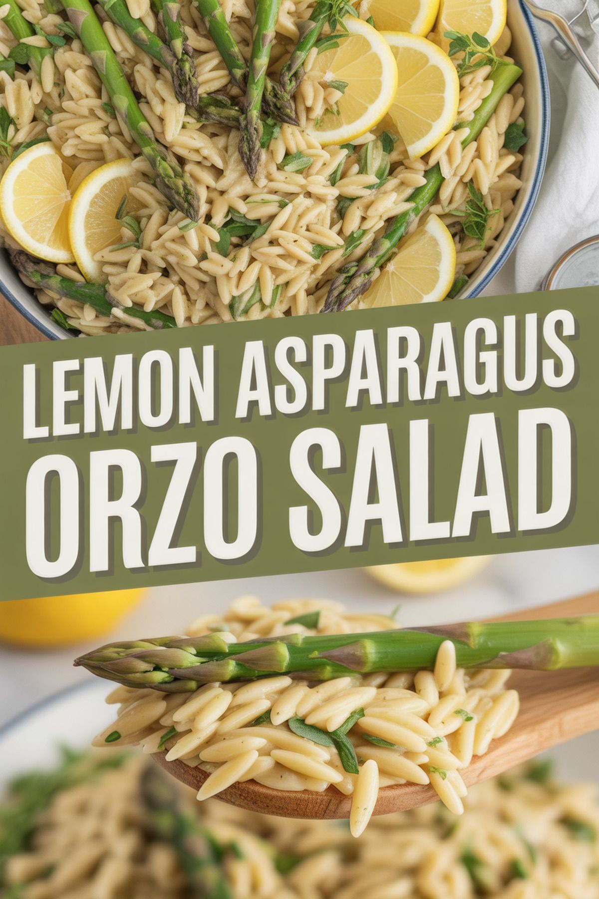 Lemon Asparagus Orzo Salad recipe idea in stylish layout