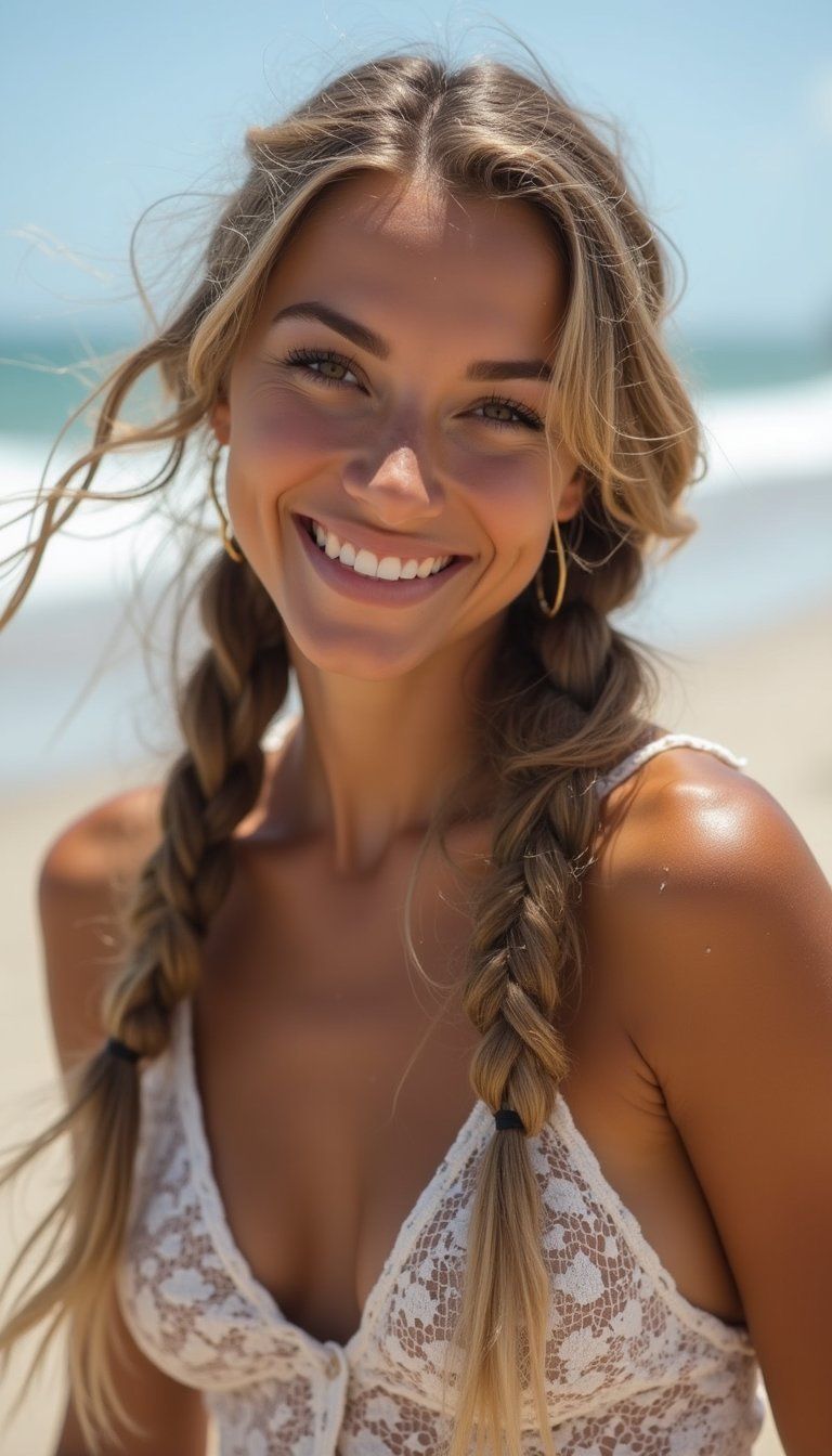 Layered Loose Braids For Windy Beach Days