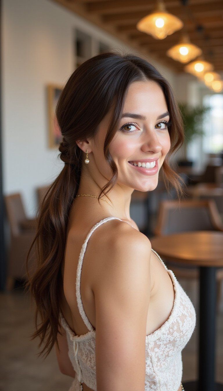 Low Twisted Ponytail For Heatless Glam