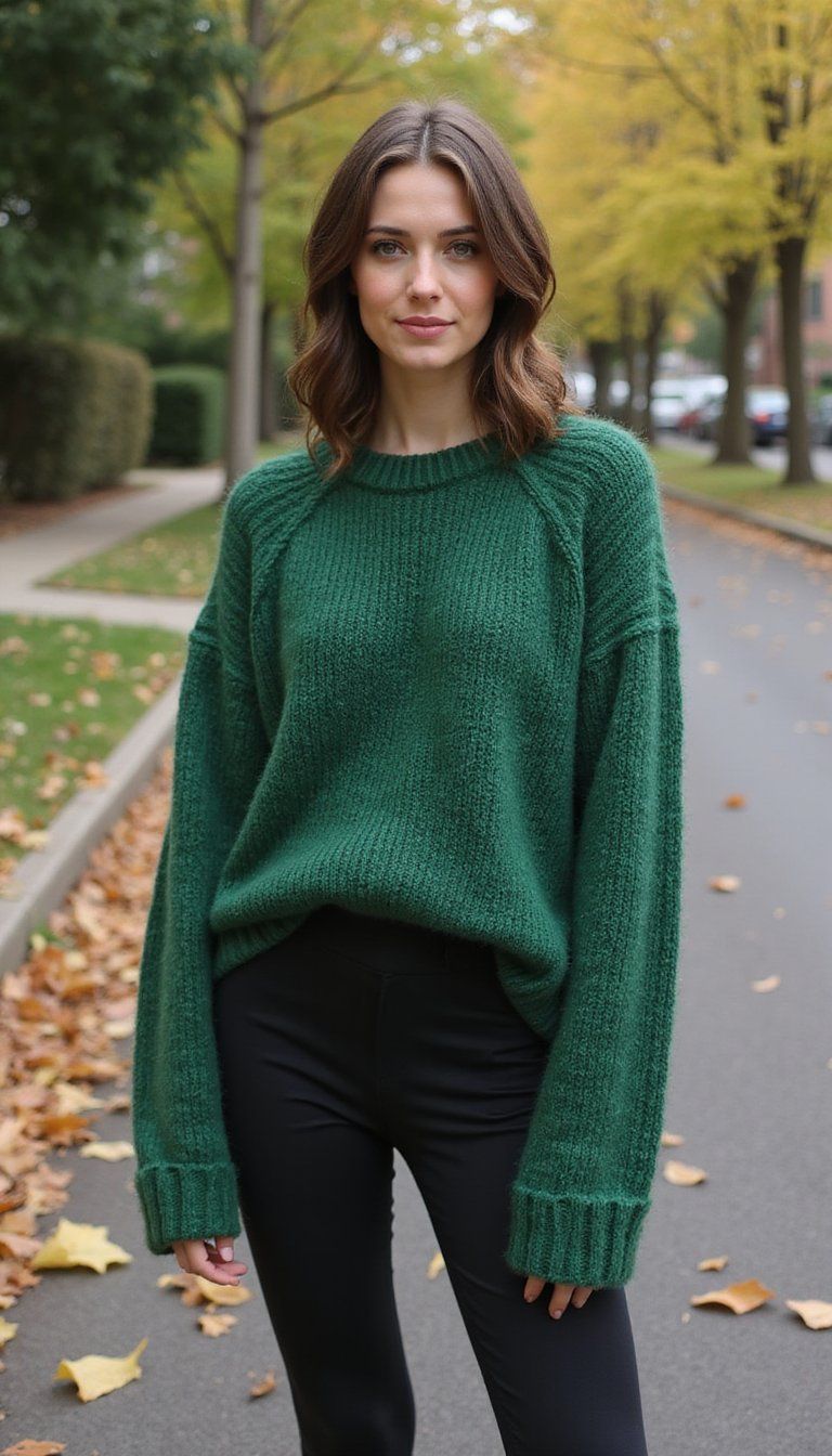 Cozy Green Knit and Leggings