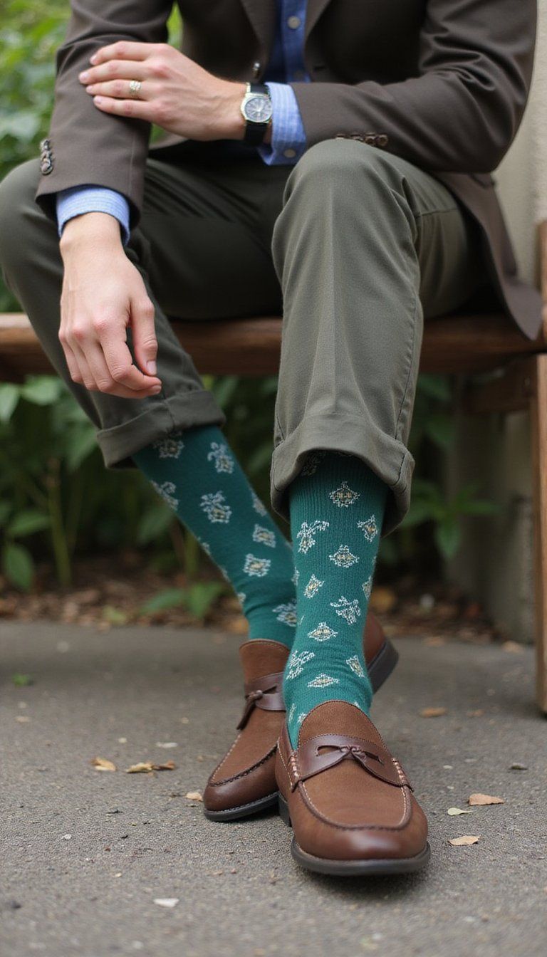 Green Graphic Socks and Loafers