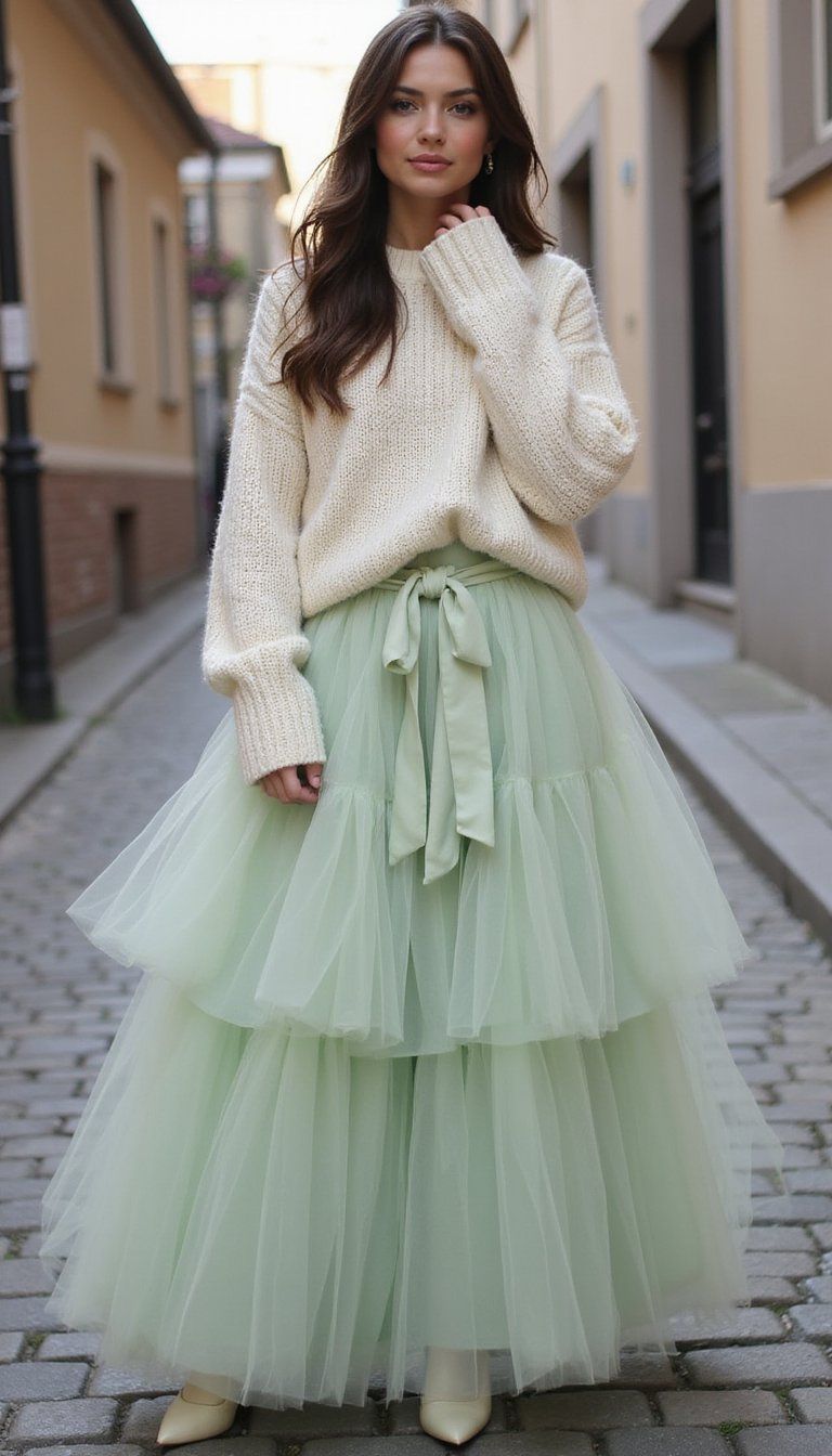 Layered Tulle Skirt and Sweater