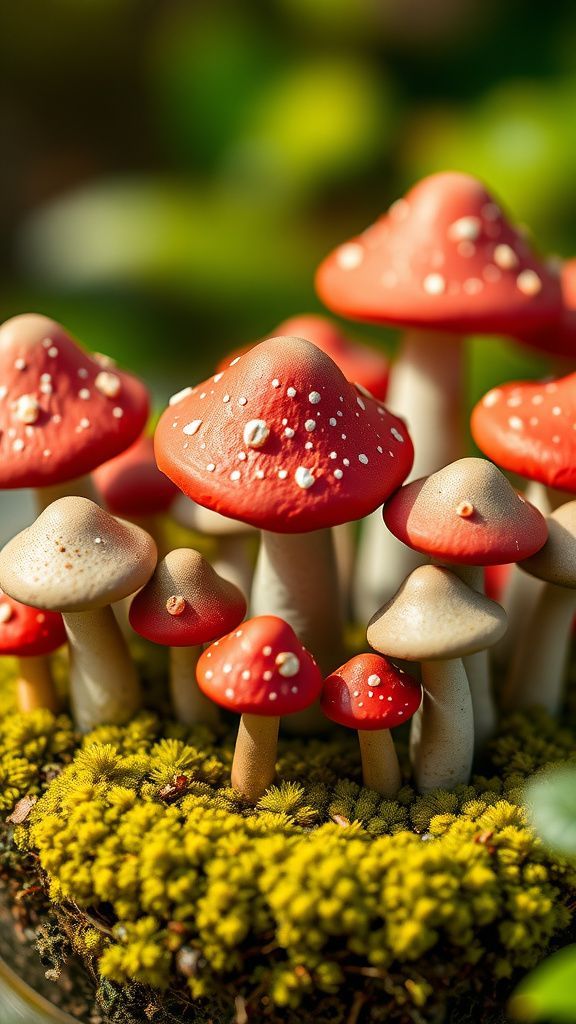 Clay mushroom village hiding a lid