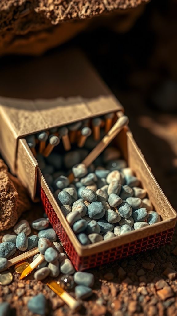 Matchbox mine shaft with pebble chute