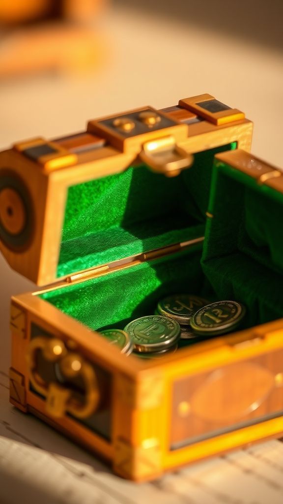 Mini treasure chest with velvet lining