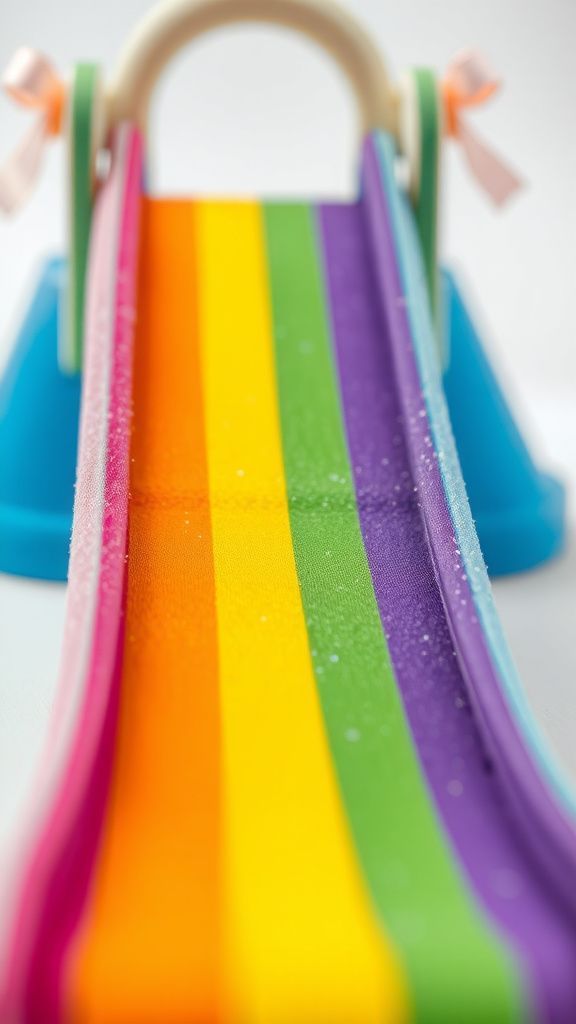 Rainbow slide made from foam and ribbon