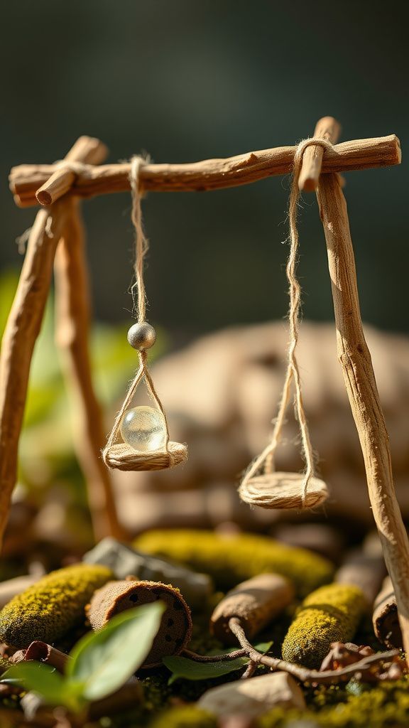 Tiny swing set made of twigs