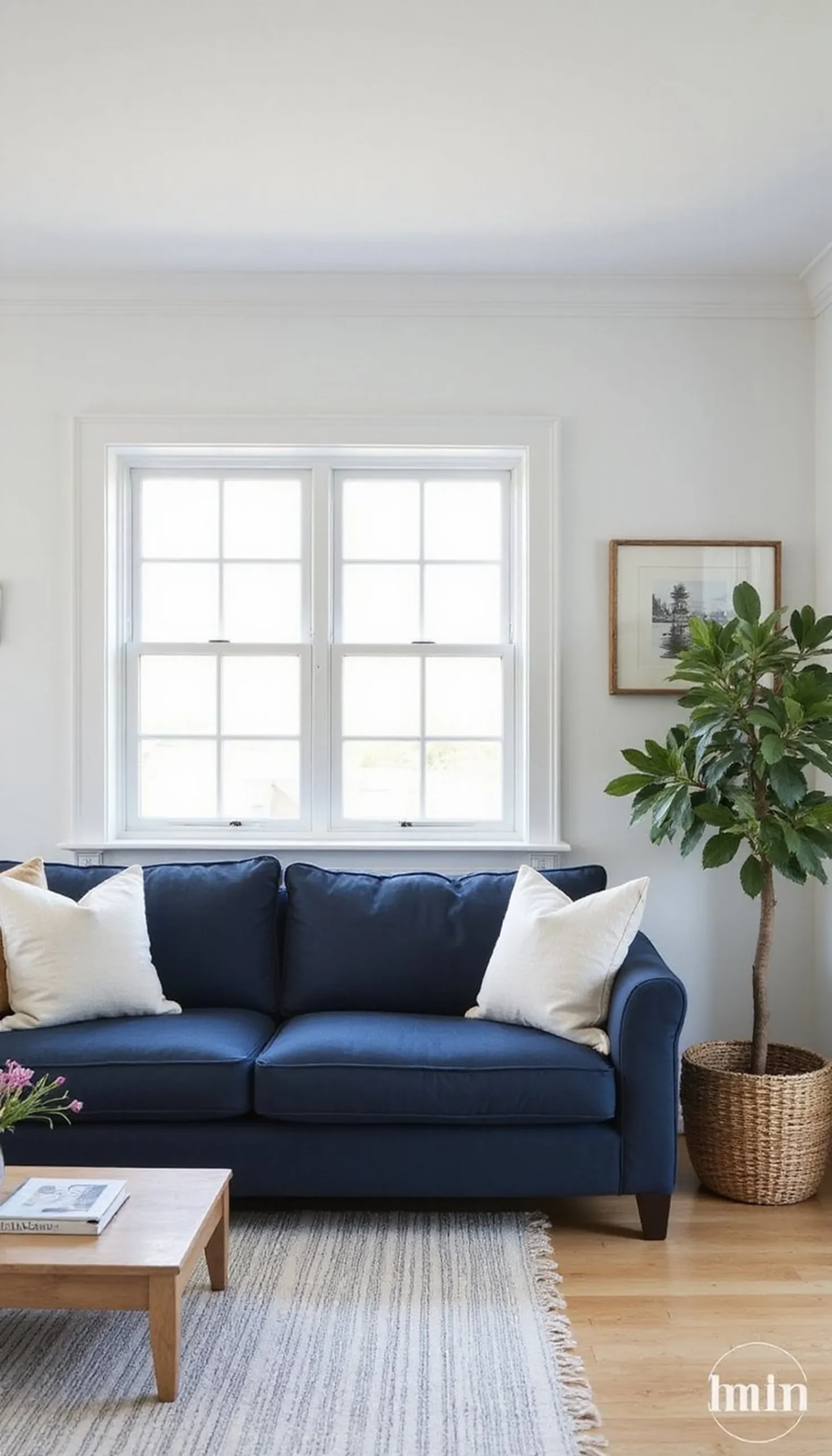 High-Contrast Navy and White Statement Space