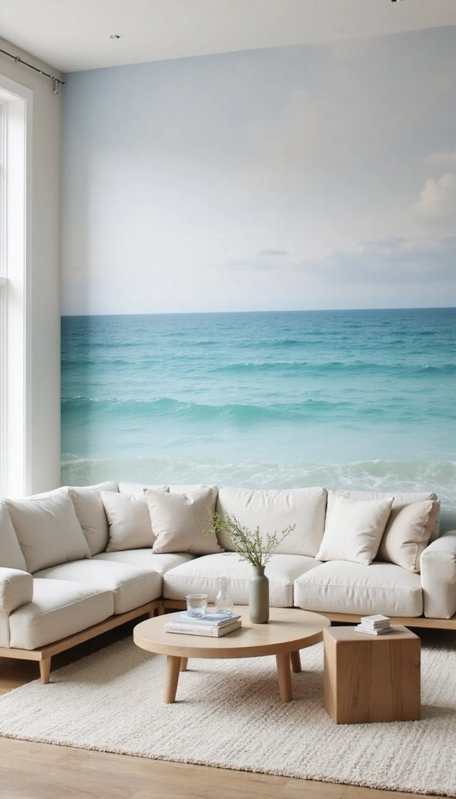 Ocean-Inspired Mural for Dramatic Serenity