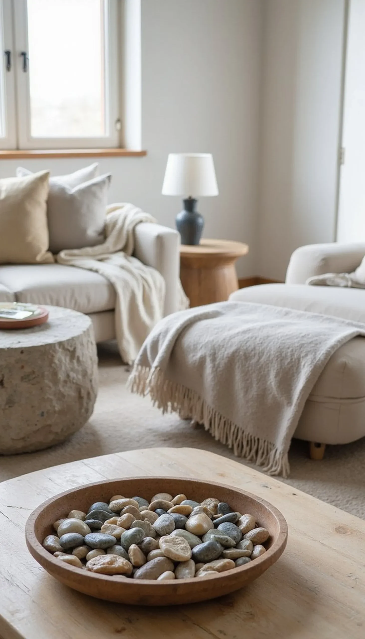 Pebble and Stone Accents for Subtle Texture