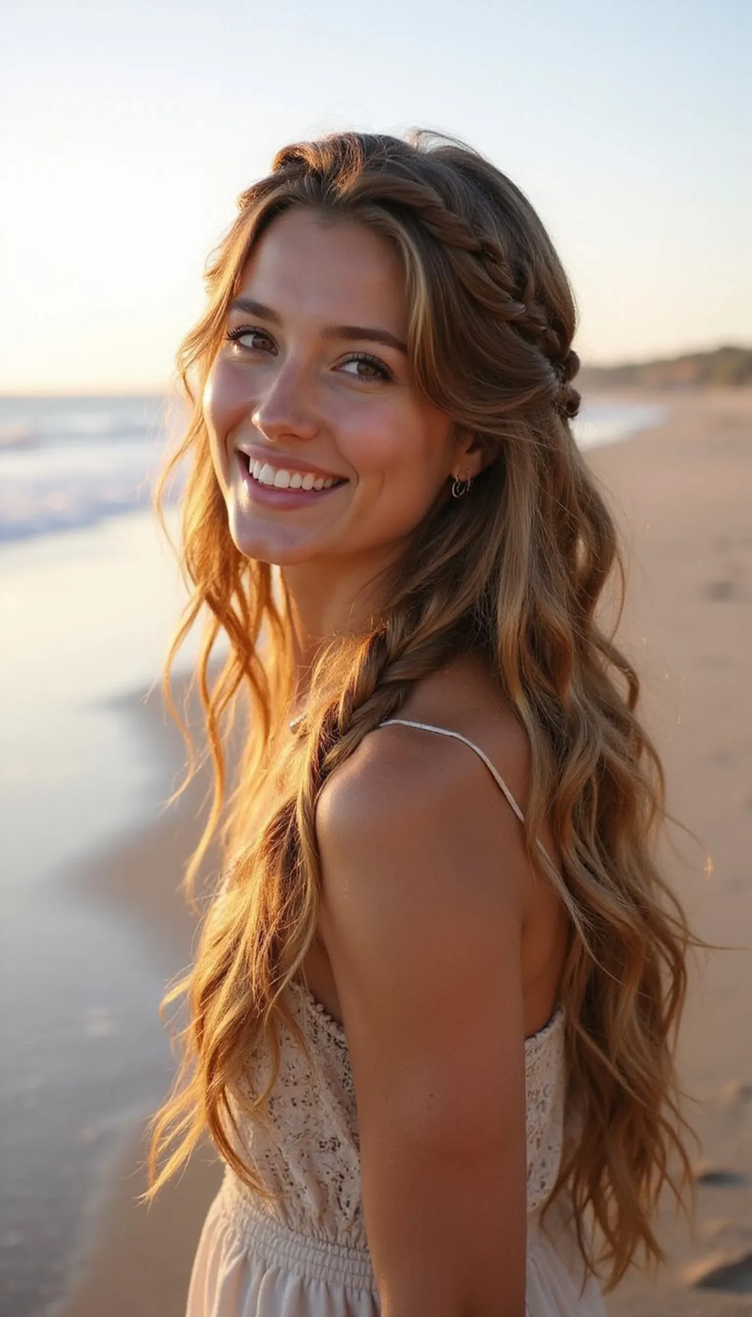 Boho Half Braids With Loose Beach Waves