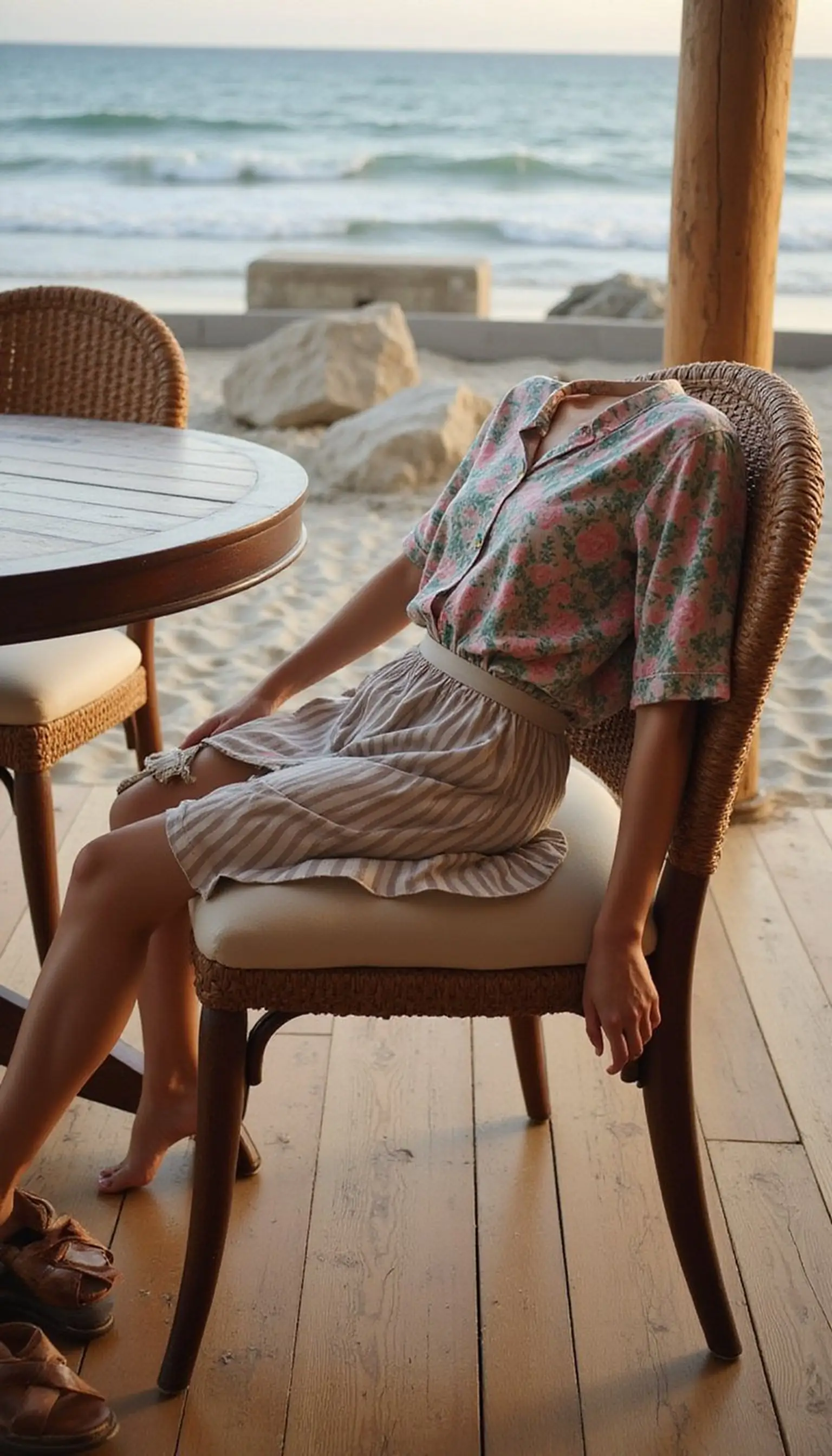 Mixed prints for a cheerful sunset dinner look