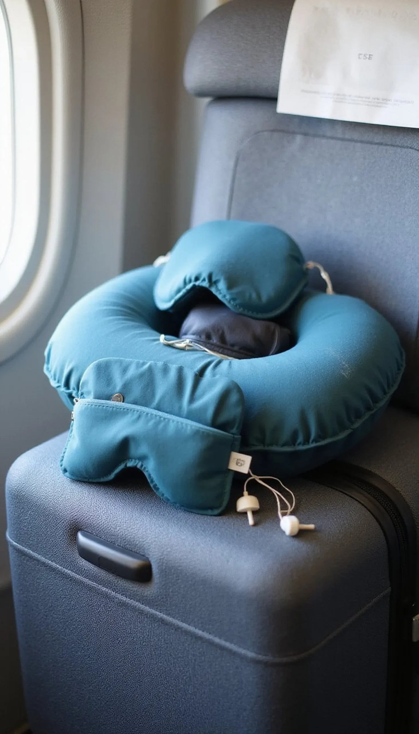 Comfort sleep kit: eye mask, earplugs, and pillow