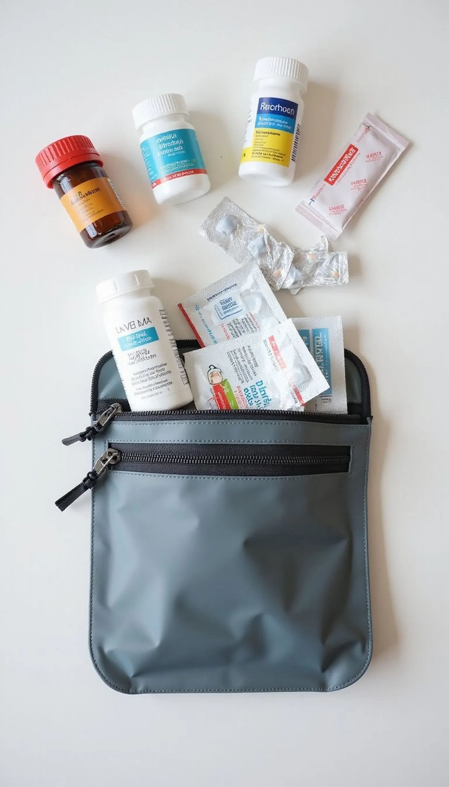 Medication kit plus a small first-aid packet