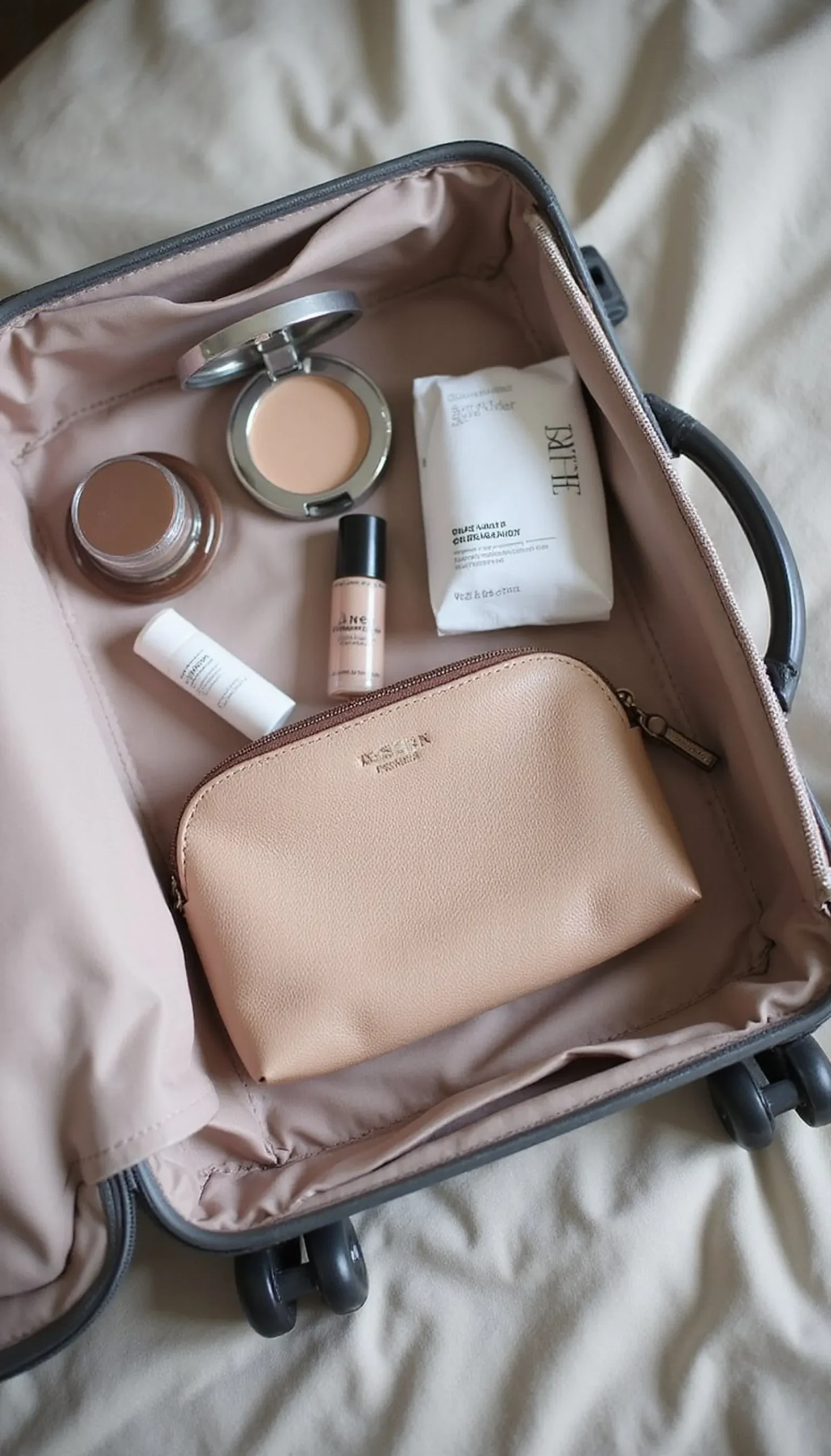 Minimal makeup kit and quick-fresh items