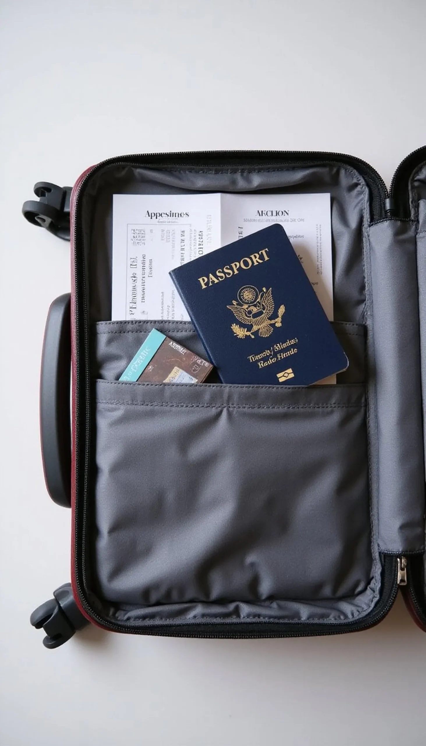 Passport, documents, and a slim travel wallet